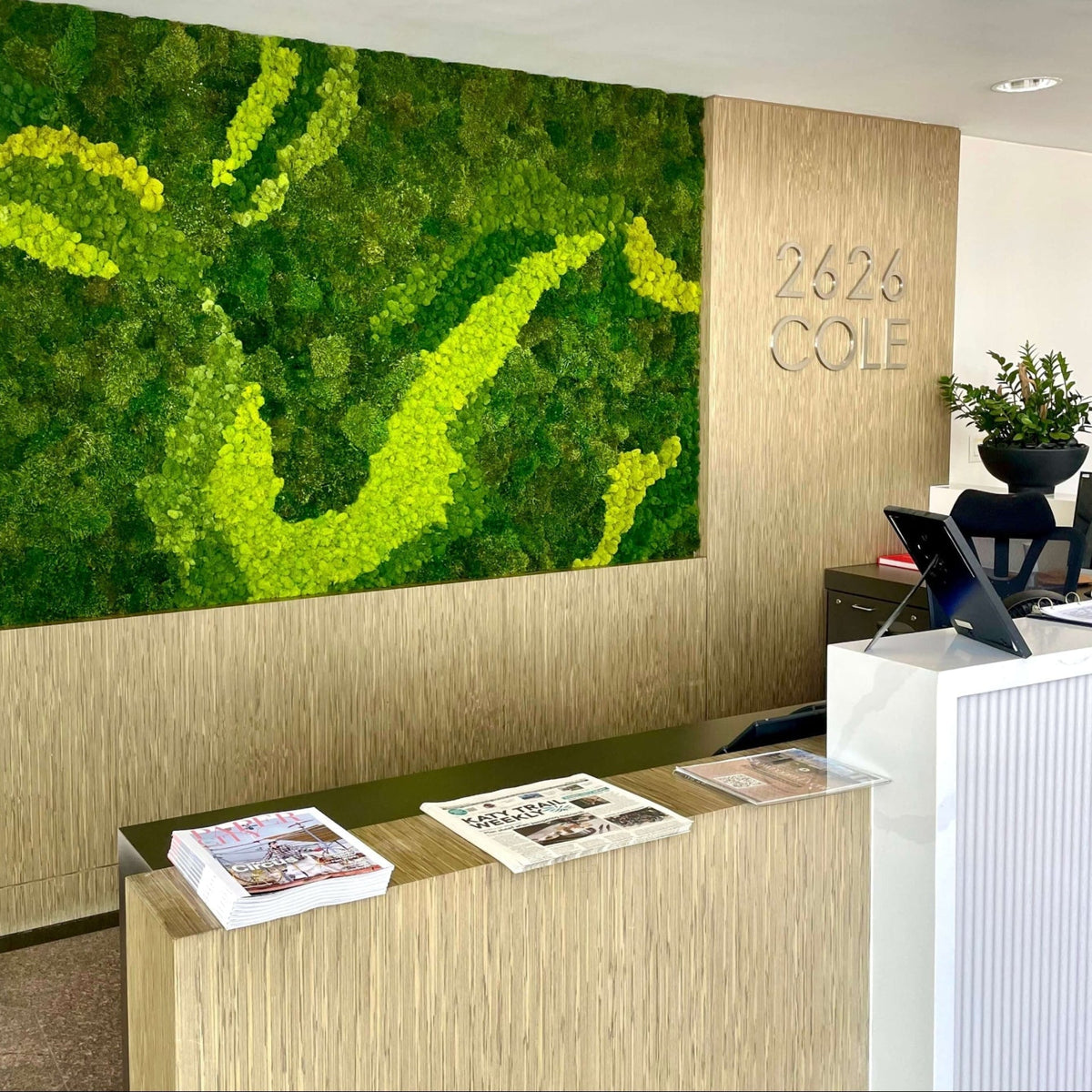 Moss wall décor: The perfect punctuation for retail, offices, receptions, hotels and wellness spaces